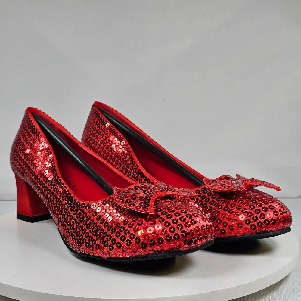 New Ellie Shoes 203-Judy Womens Red Sequined Ruby Slipper Costume Pump Heel Sz 9 - Picture 1 of 9
